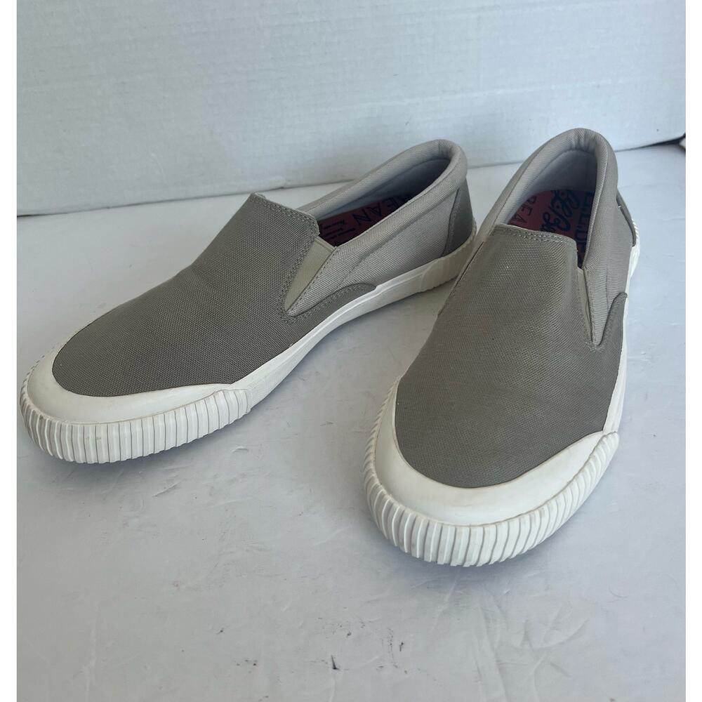 NWT L.L. Bean Men’s Gray and White Slip On Canvas Comfort Sneaker Shoes Sz 10.5M